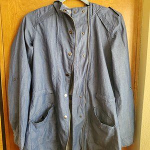 Chocolate Denim Rain Jacket with Hood